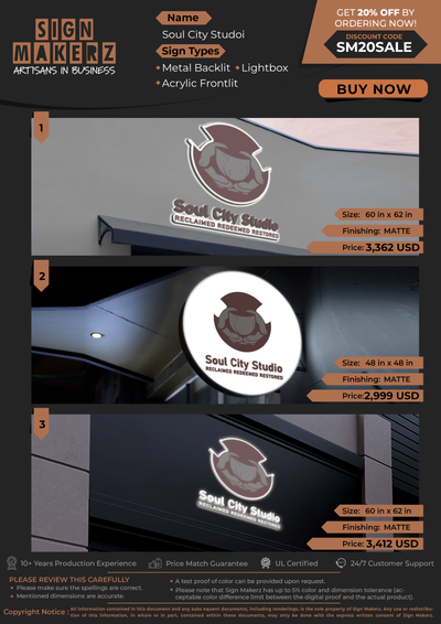 Business Signs for Soul City Studoi