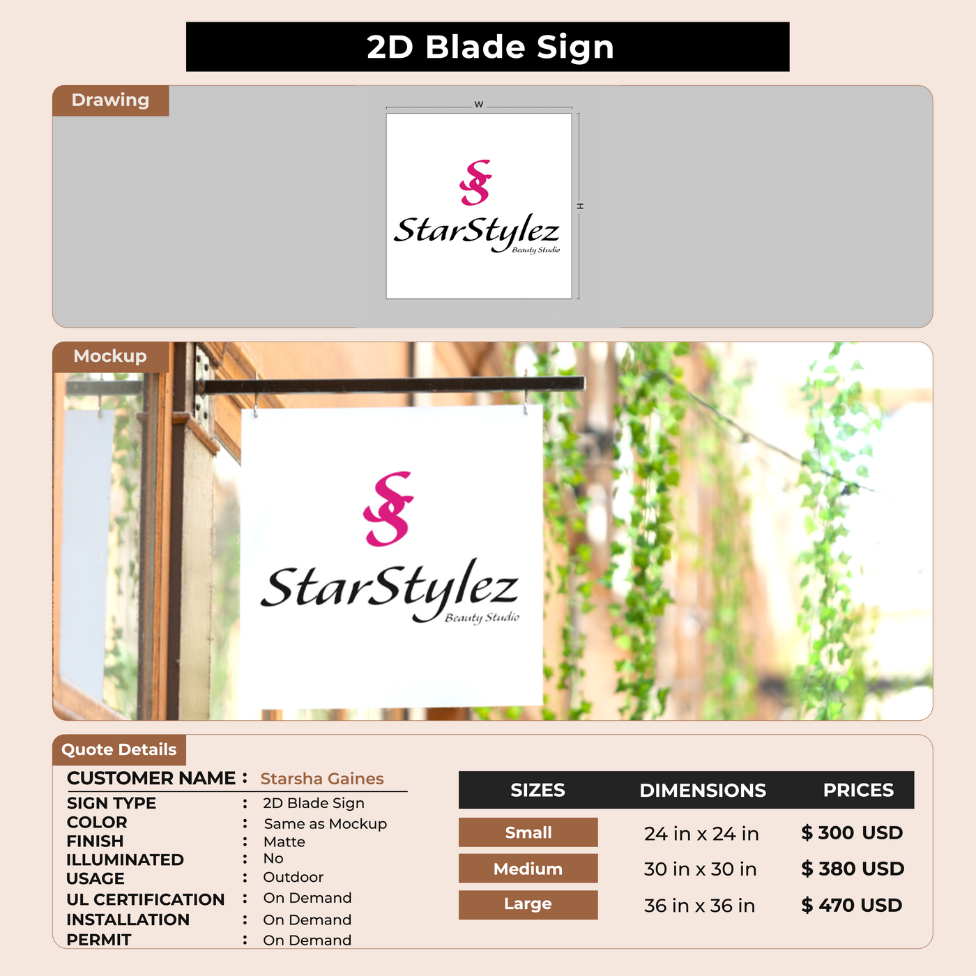 custom sign for Starsha Gaines