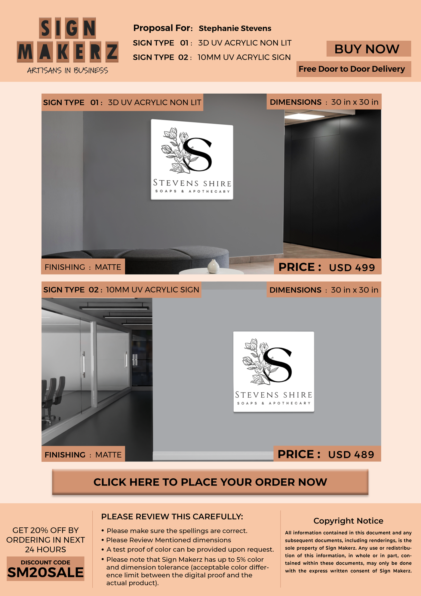 Business signage for Stephanie Stevens