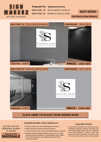 Business signage for Stephanie Stevens
