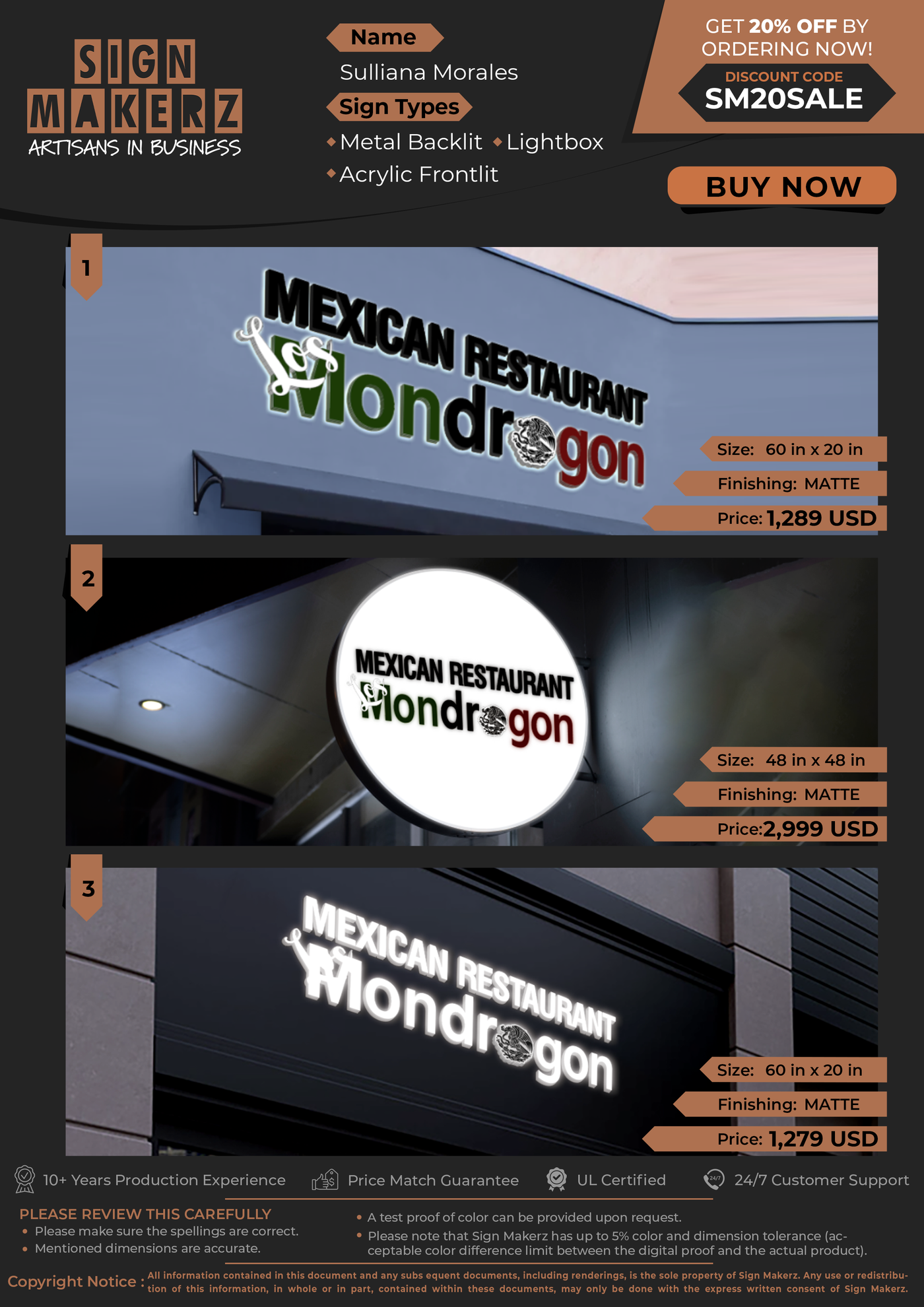 Business Signs for Sulliana Morales