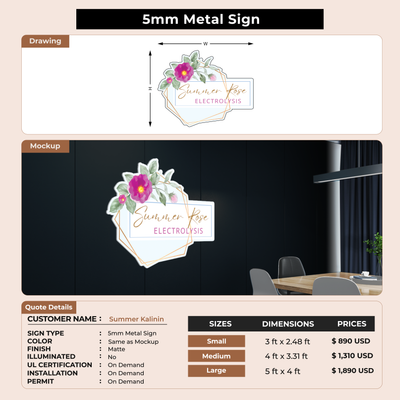 Business signage for Summer Kalinin