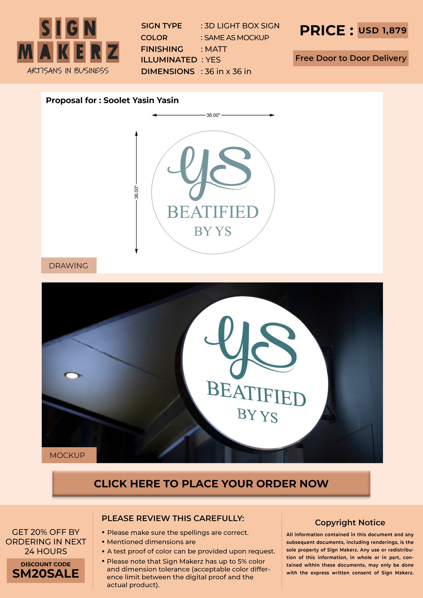 Custom Signs For Soolet Yasin Yasin