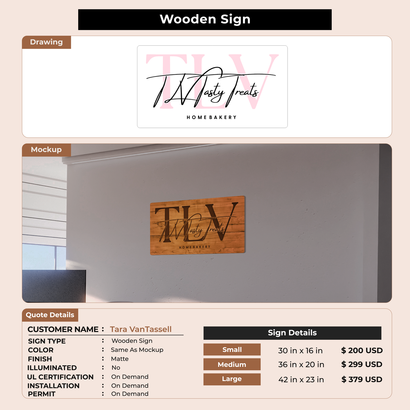 Custom Signs for Tara VanTassell