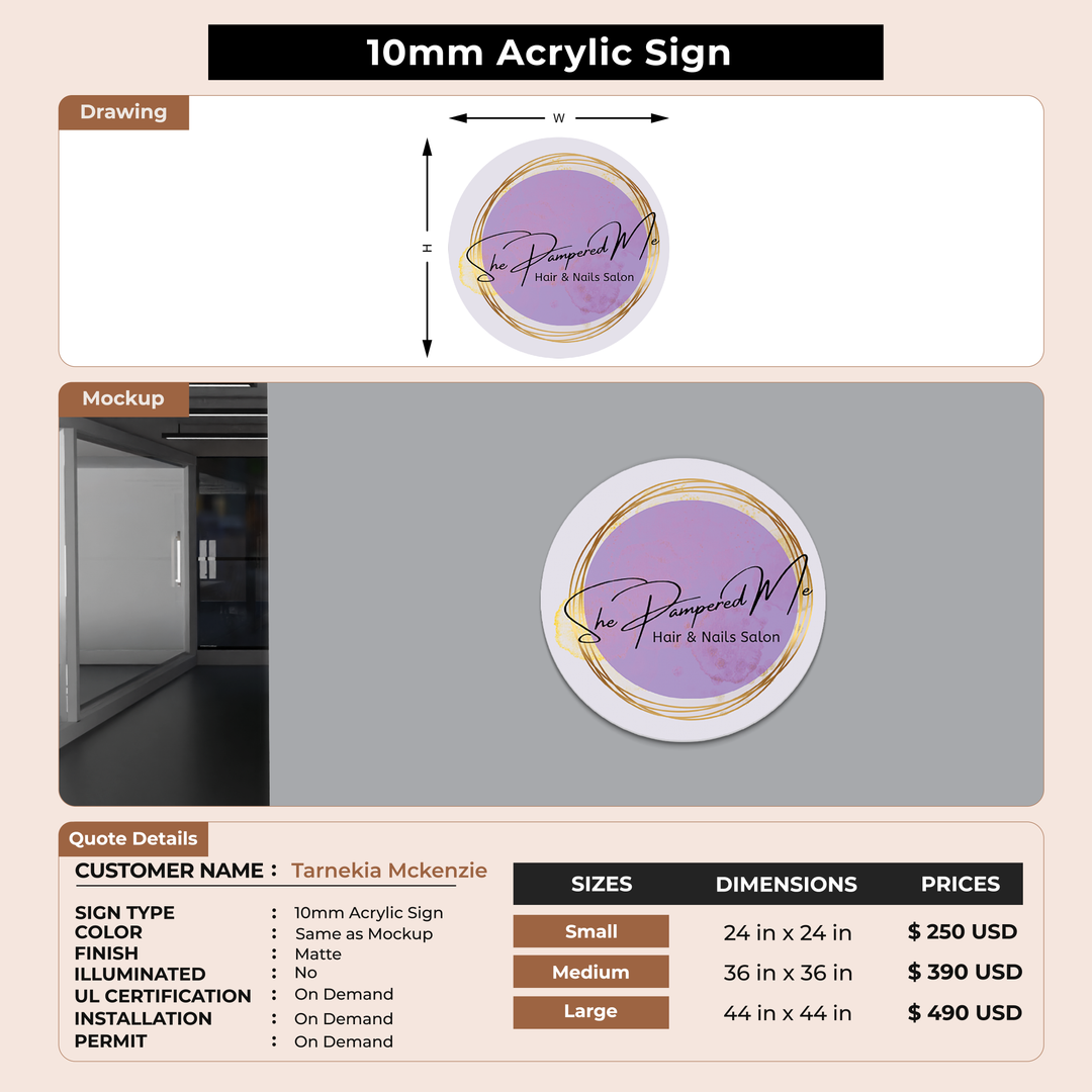 Business signage for Tarnekia Mckenzie