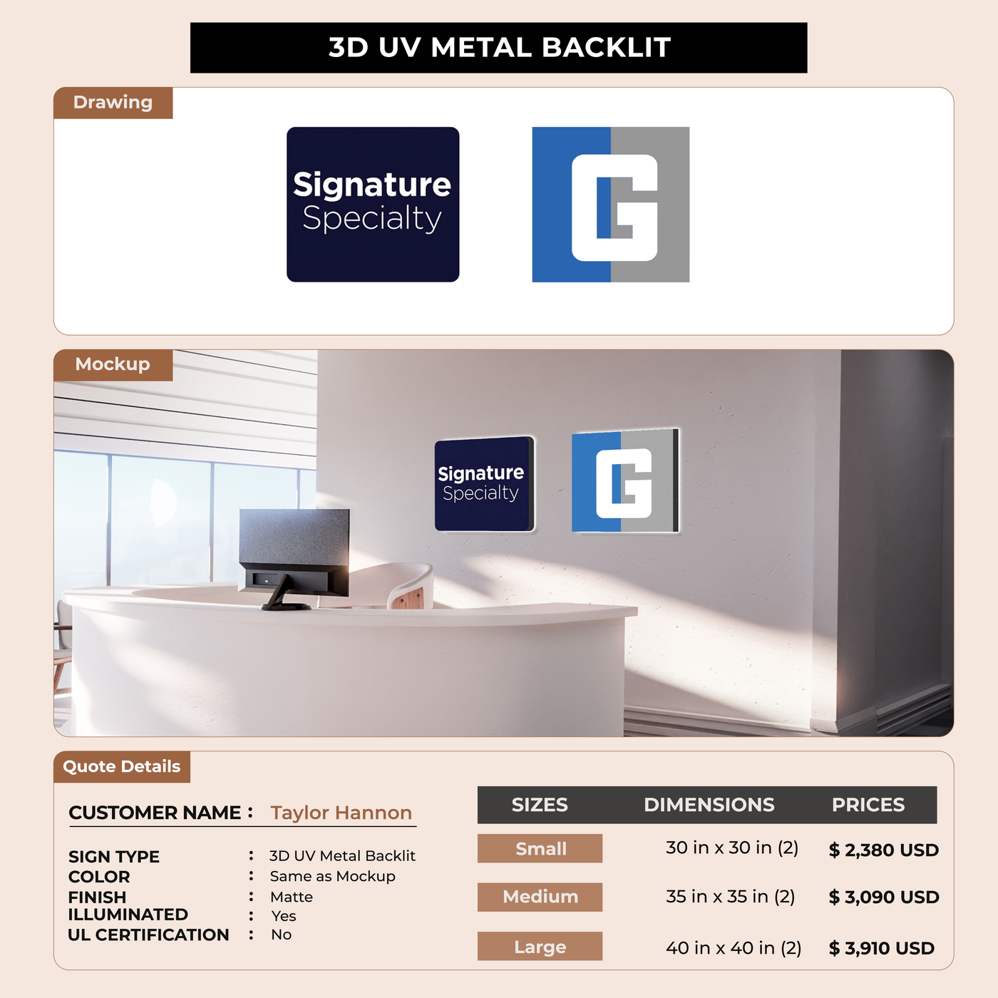 Business signage for Taylor Hannon