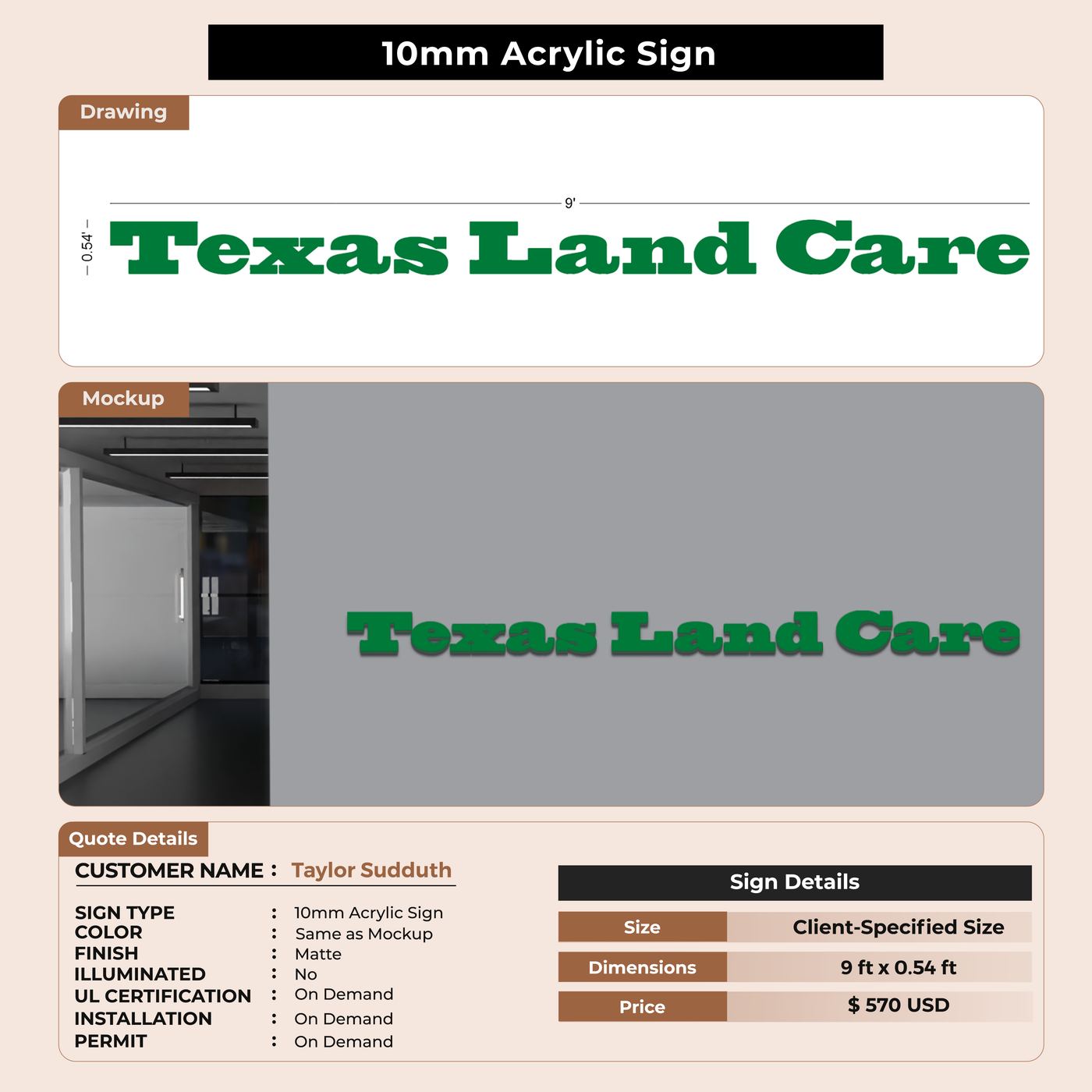 3d metal backlit for Taylor Sudduth