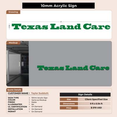3d metal backlit for Taylor Sudduth