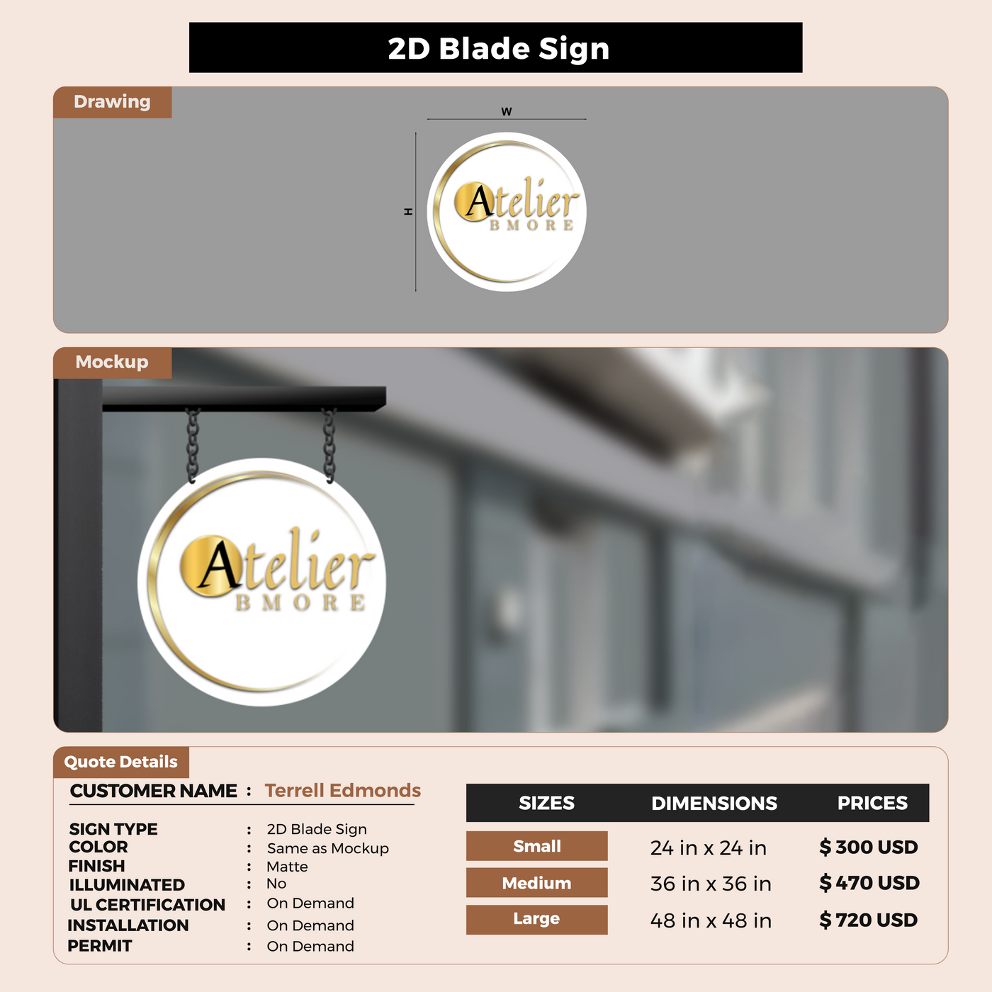 2D Blade Sign for Terrell Edmonds