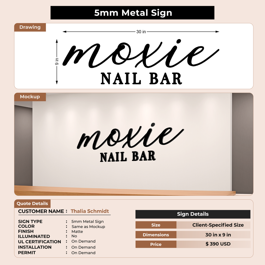 5mm metal sign for Thalia Schmidt