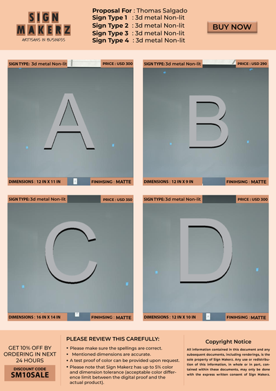 3d metal signs for Thomas Salgado