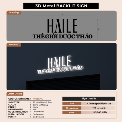 3D Metal Backlit Signs for Thuan Vu