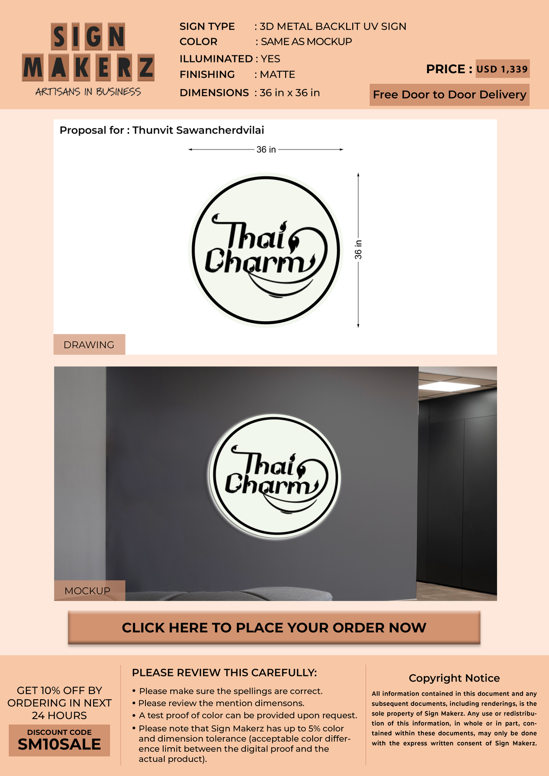 UV metal backlit for Thunvit Sawancherdvilai