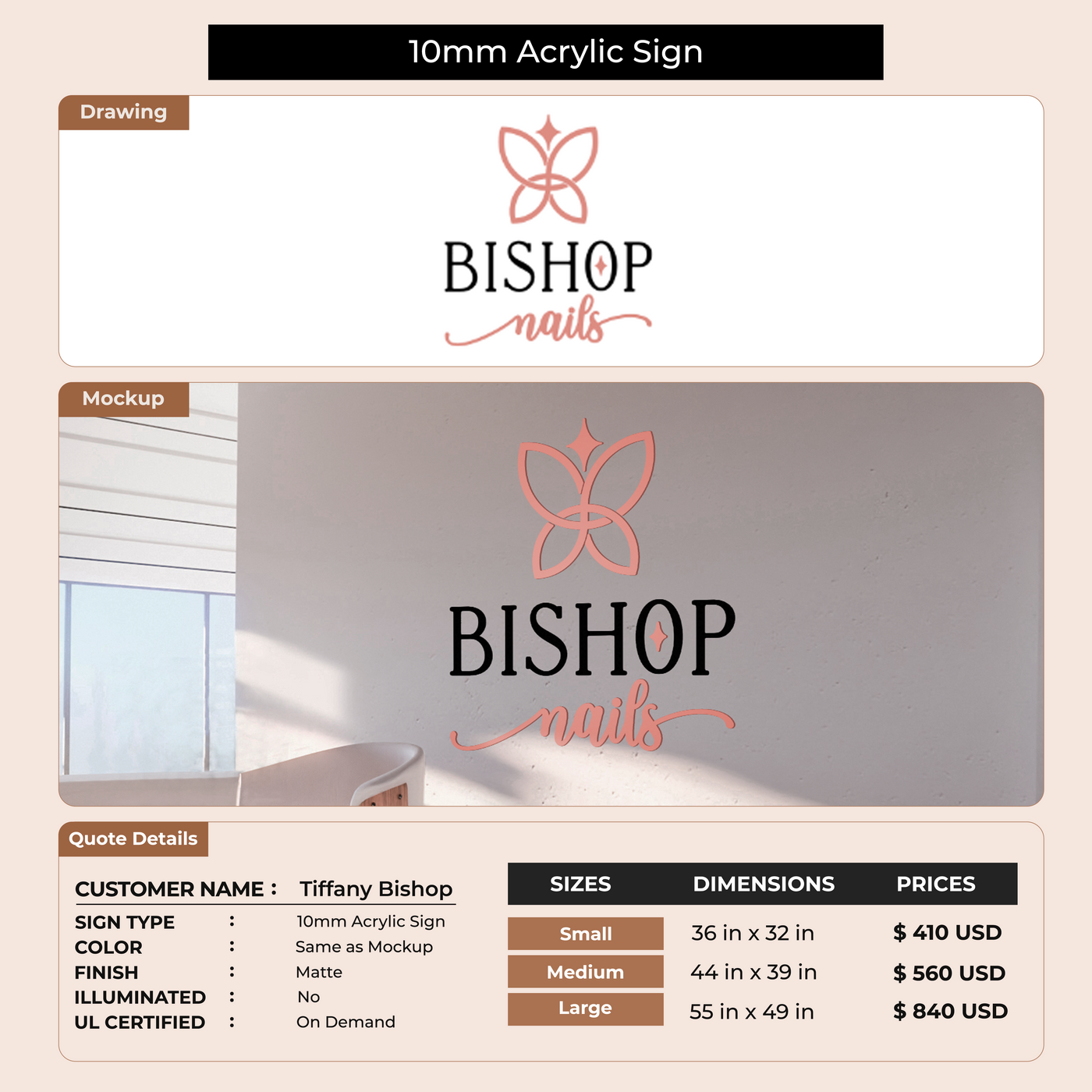 Custom Signs for Tiffany Bishop