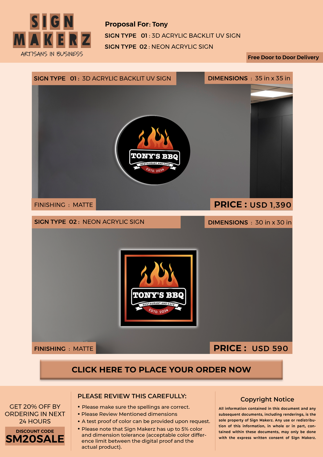 Business Signs for Tony