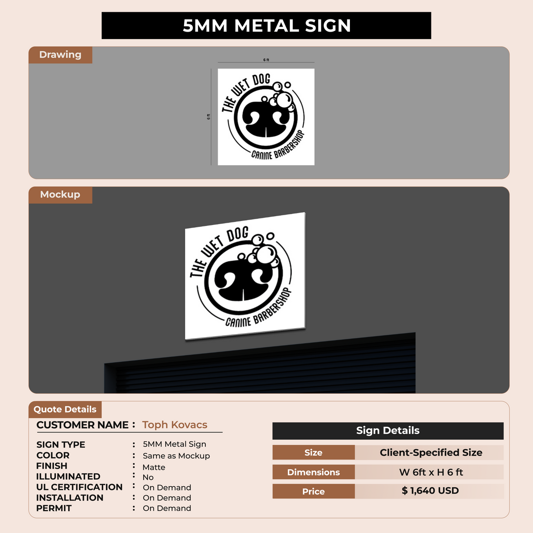 Business signage for Toph Kovacs