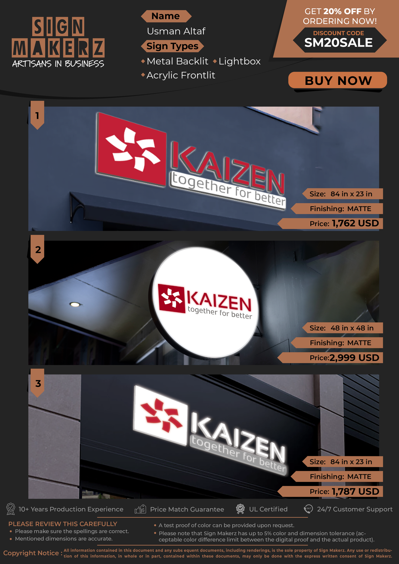Business Signs for Usman Altaf