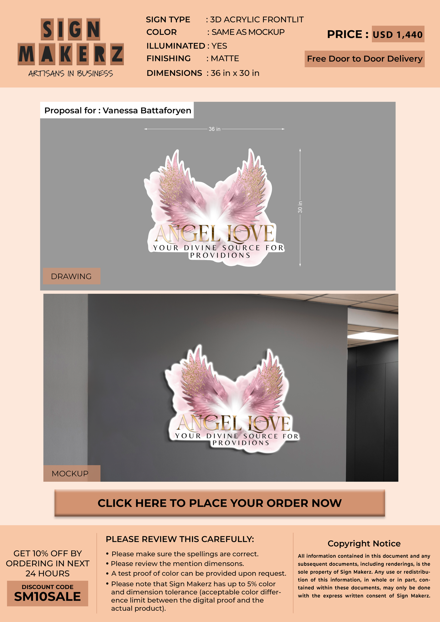 Business signage for Vanessa Battaforyen