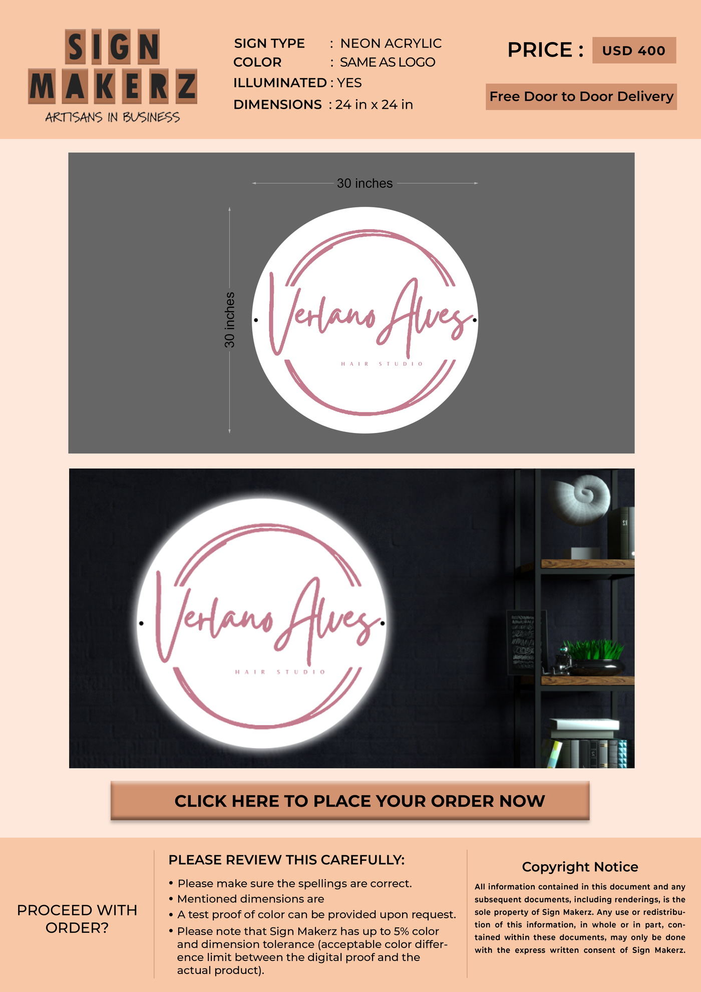 Neon acrylic for Verlano Alves