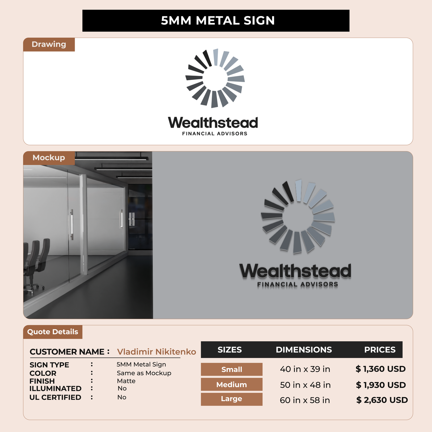 Business signage for Vladimir Nikitenko