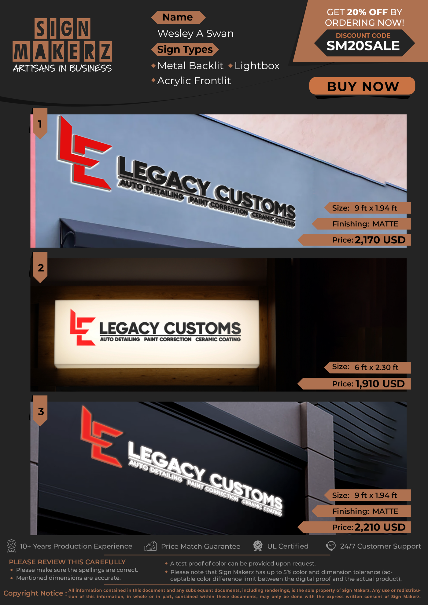 Business Signs For Wesley A Swan