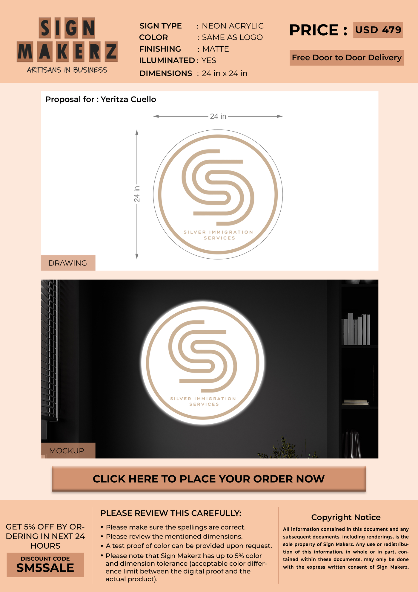 Business signage for Yeritza Cuello