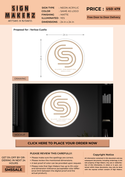 Business signage for Yeritza Cuello