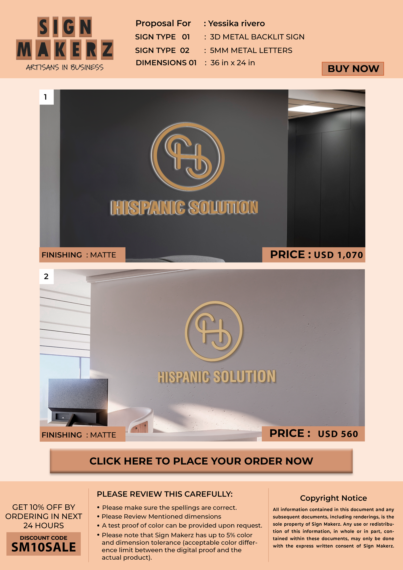 Business signage for Yessika rivero