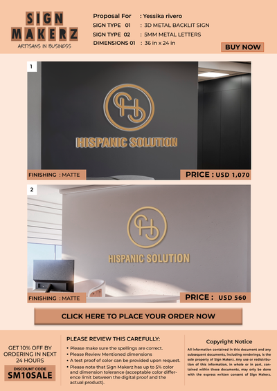 Business signage for Yessika rivero