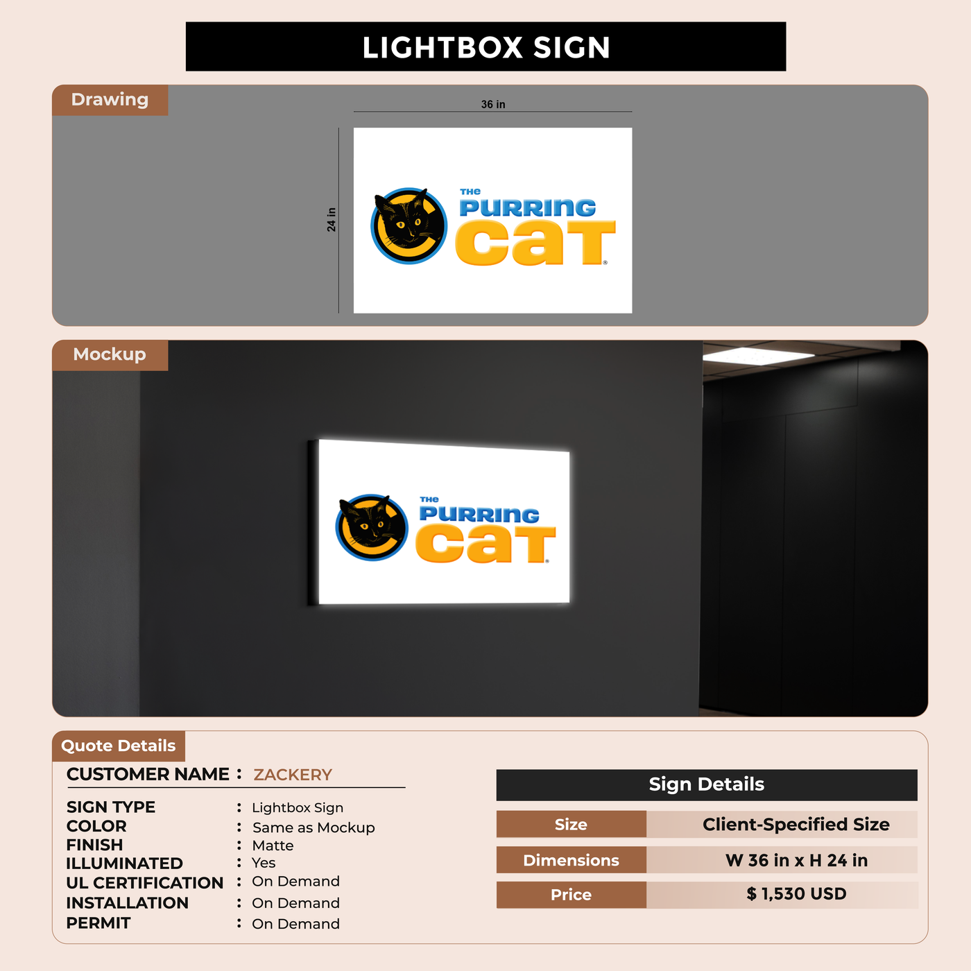 Light Box Sign for ZACKERY