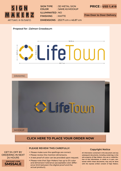 3d Metal Sign for Zalman Grossbaum