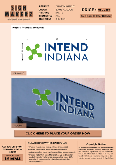 Business signage for intend