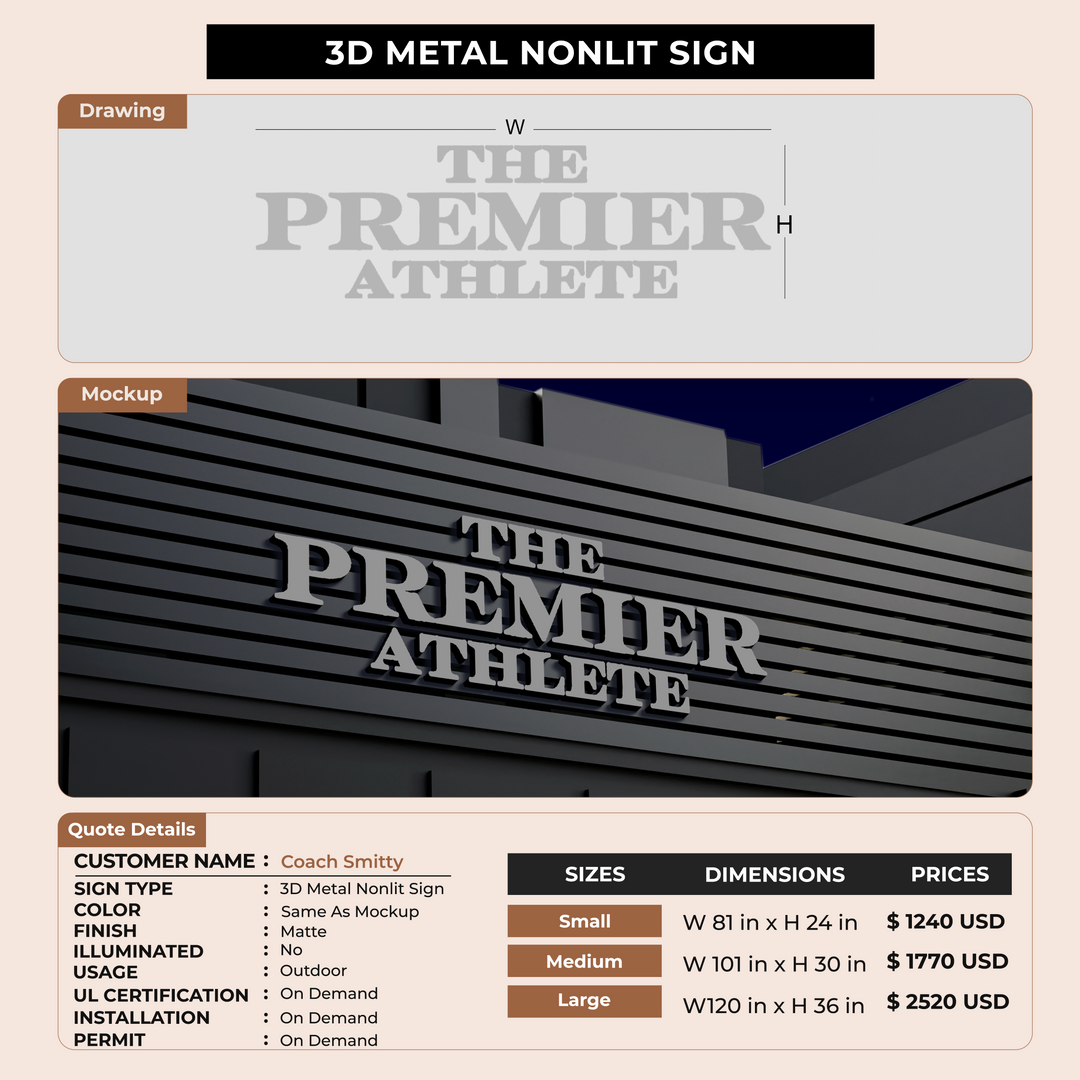 3d metal nonlit for Coach Smitty