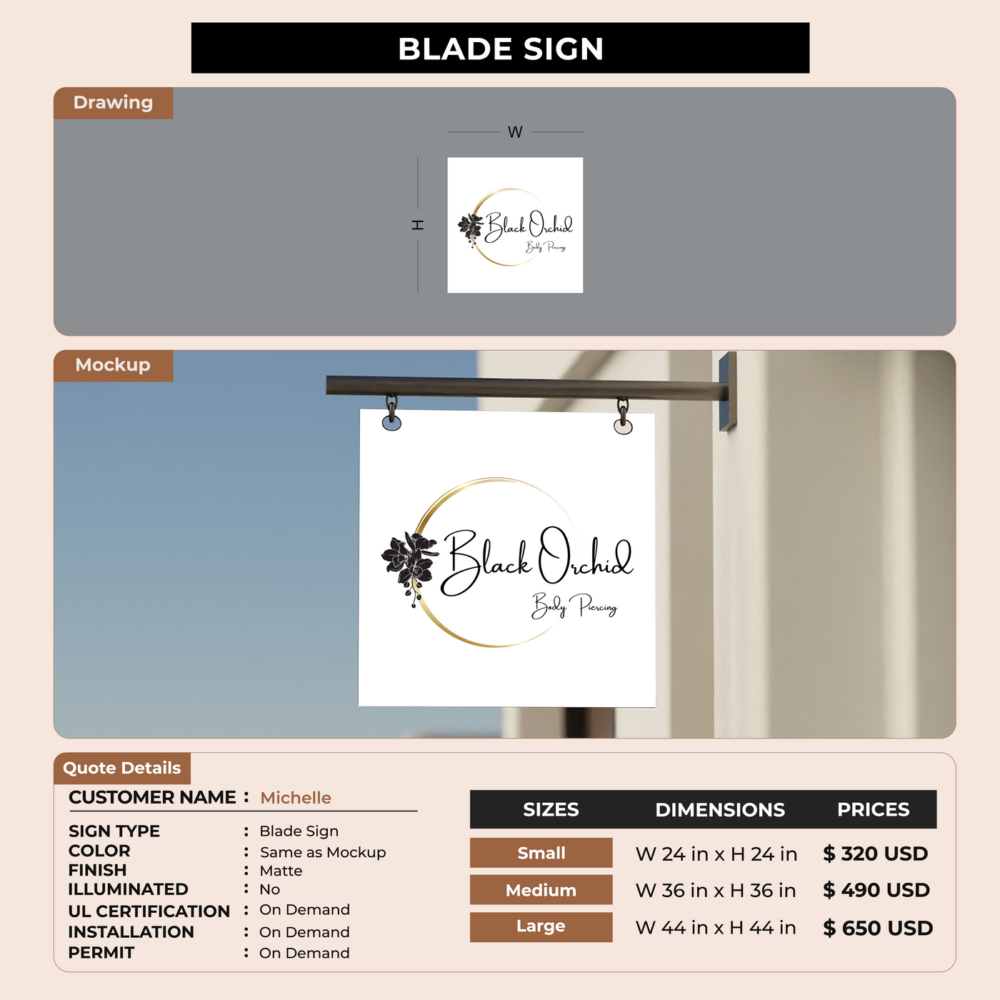 Blade Sign for Michelle