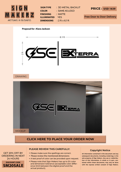 3D Metal Backlit Sign for Lexia Holt