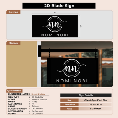 2D Blade sign for Steve Srivisay