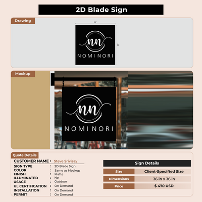 2D Blade sign for Steve Srivisay