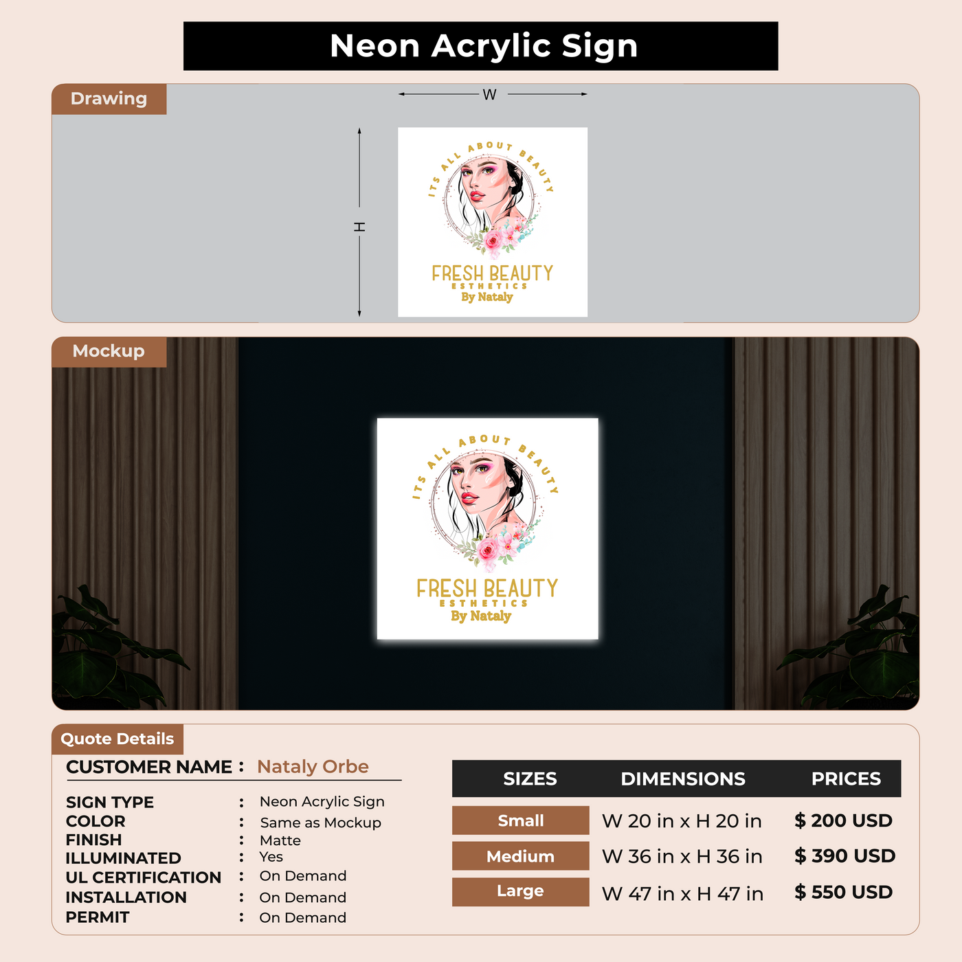 Custom Signs for Nataly Orbe