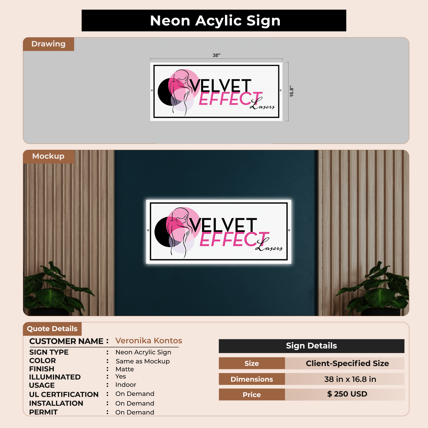 custom sign for Veronika Kontos