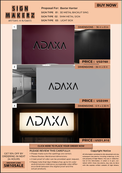 Custom Signs For Baxter Kanter