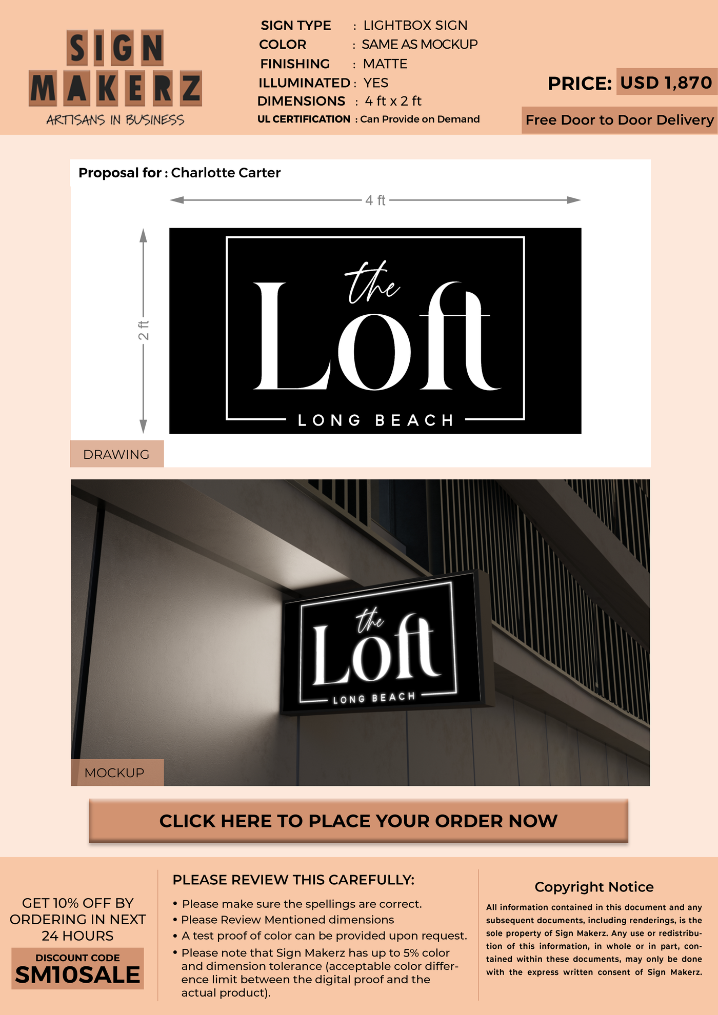 Light Box Sign for Charlotte Carter