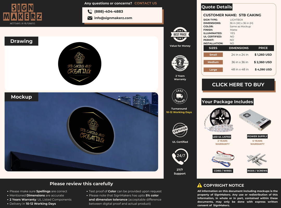 Lightbox for STB CAKING AND CREATING LLC