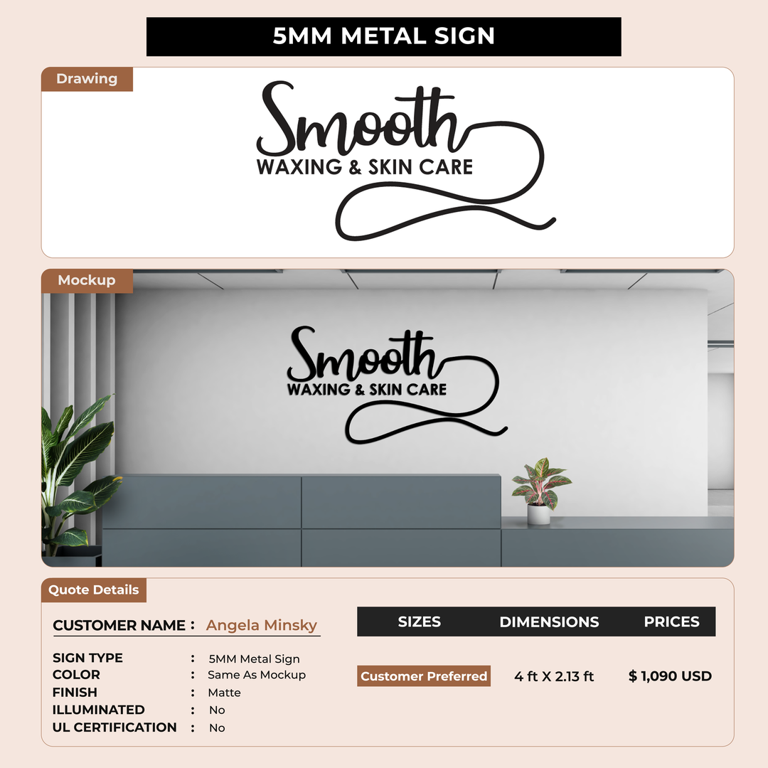 5mm metal sign for Angela Minsky
