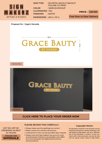 3D metal backlit Sign for Vagmi Kanada