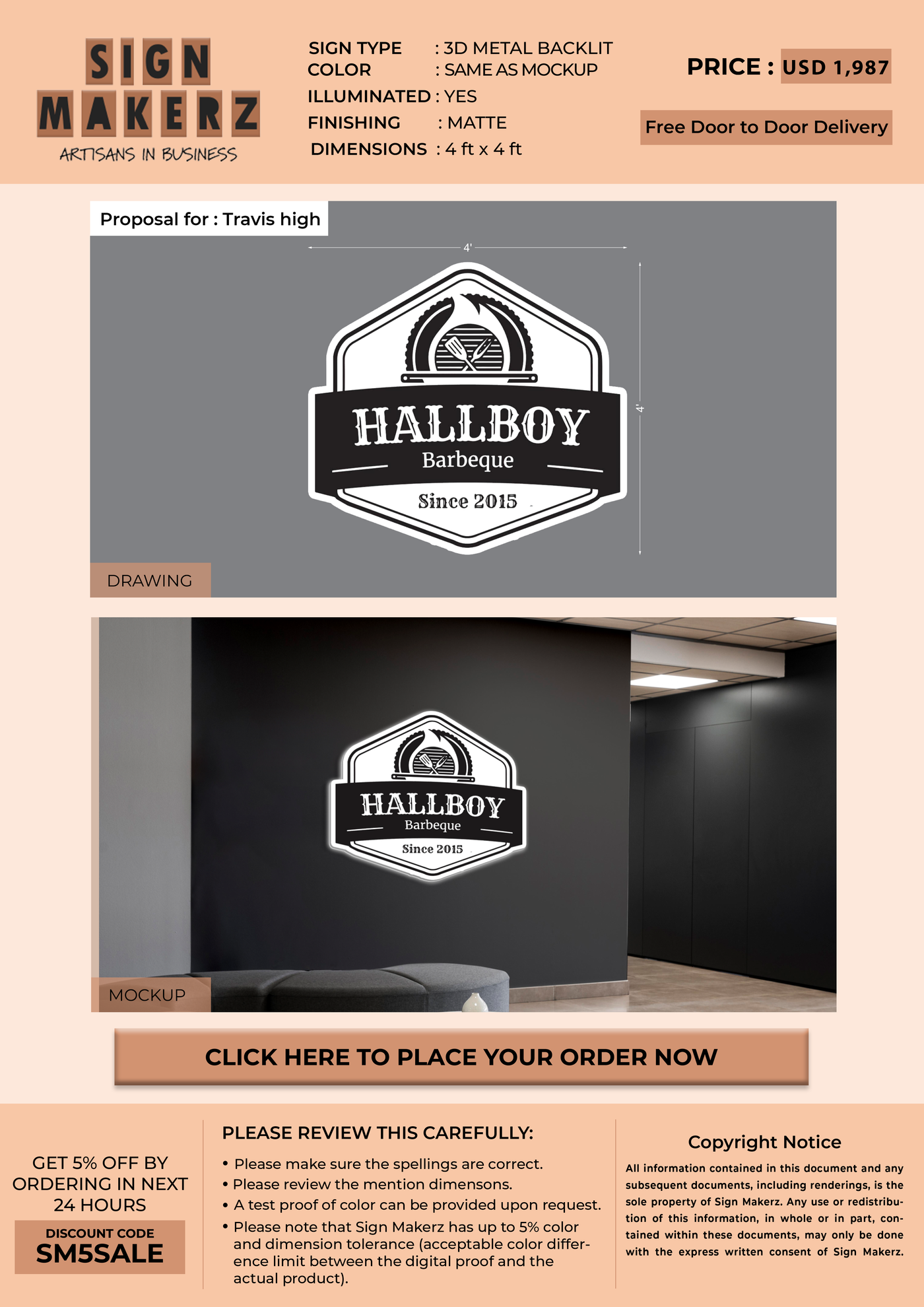 Business signage for Travis high