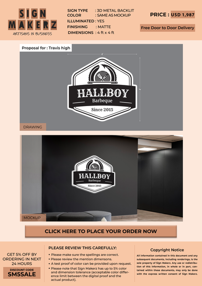 Business signage for Travis high