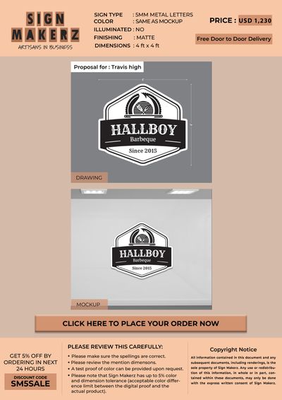Business signage for Travis high