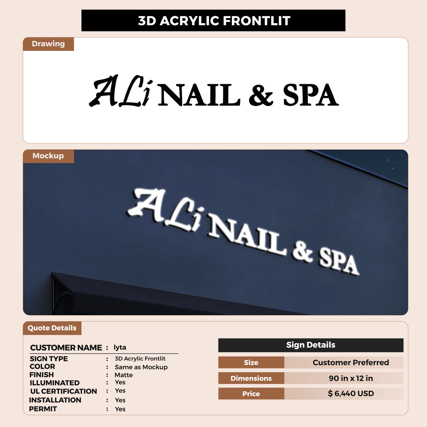 Business signage for lyta