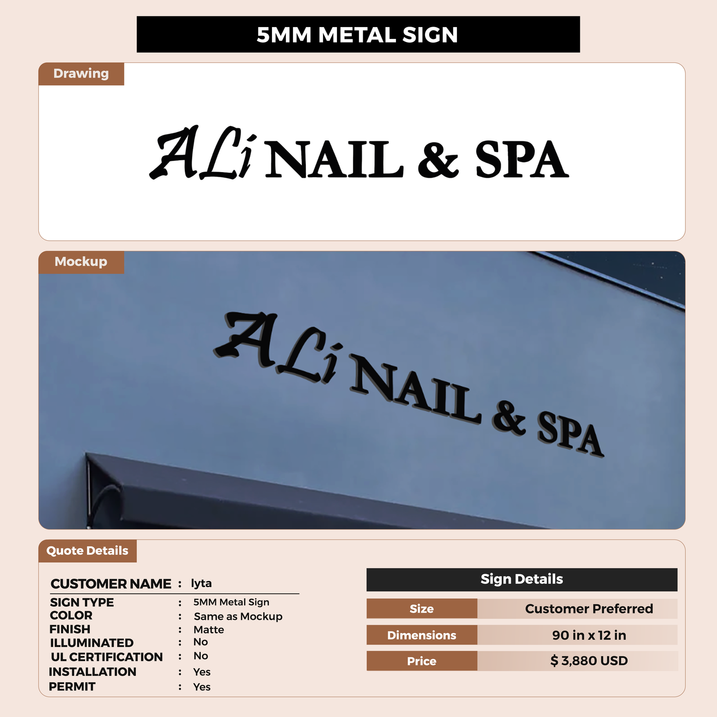Business signage for lyta