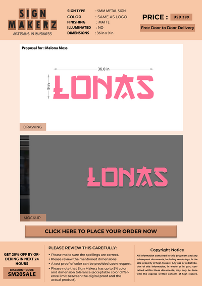 Custom Signs for Malona Moss